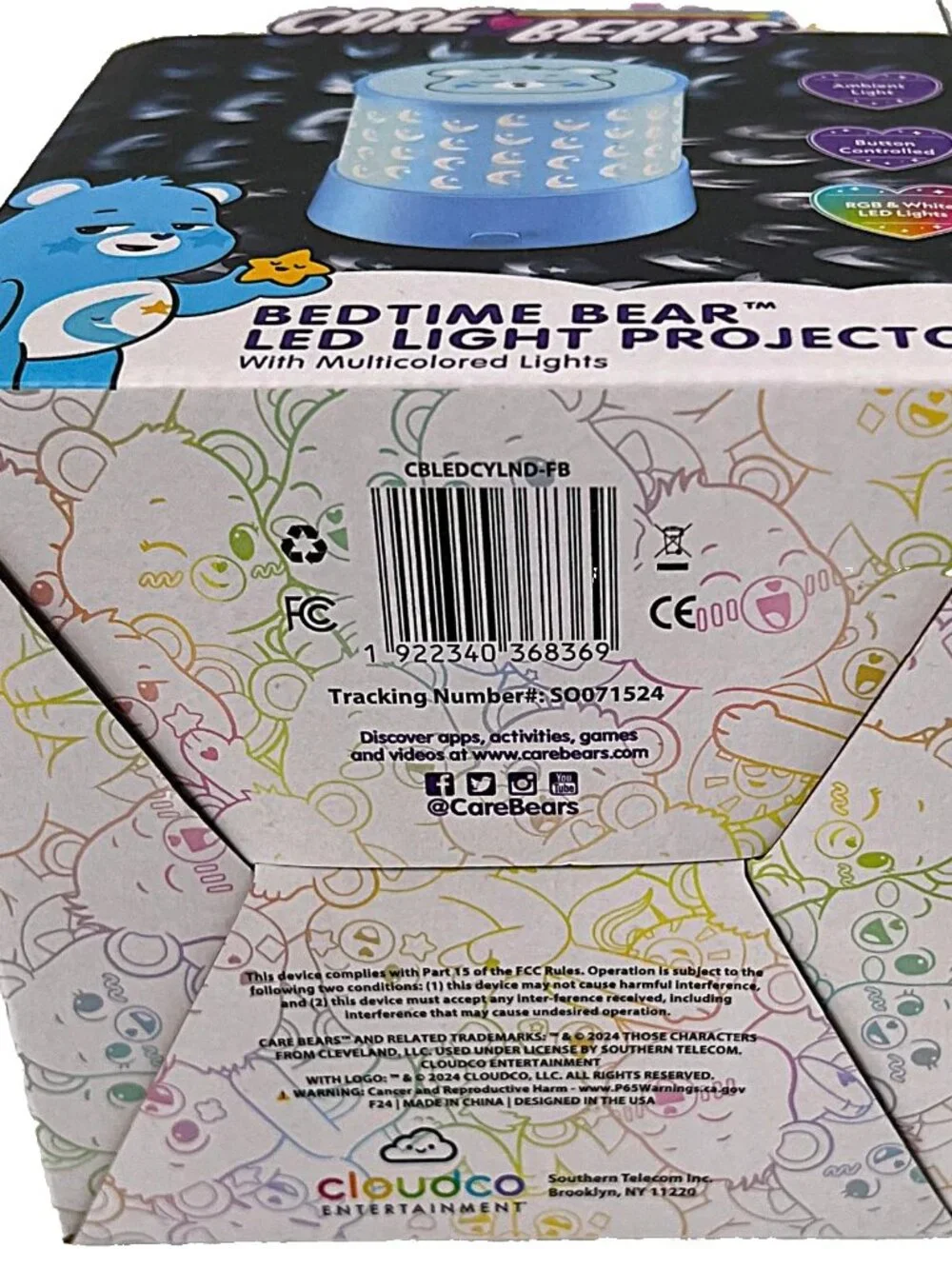 NIB Care Bears Bedtime Bear LED Ambient Light Projector Night Light